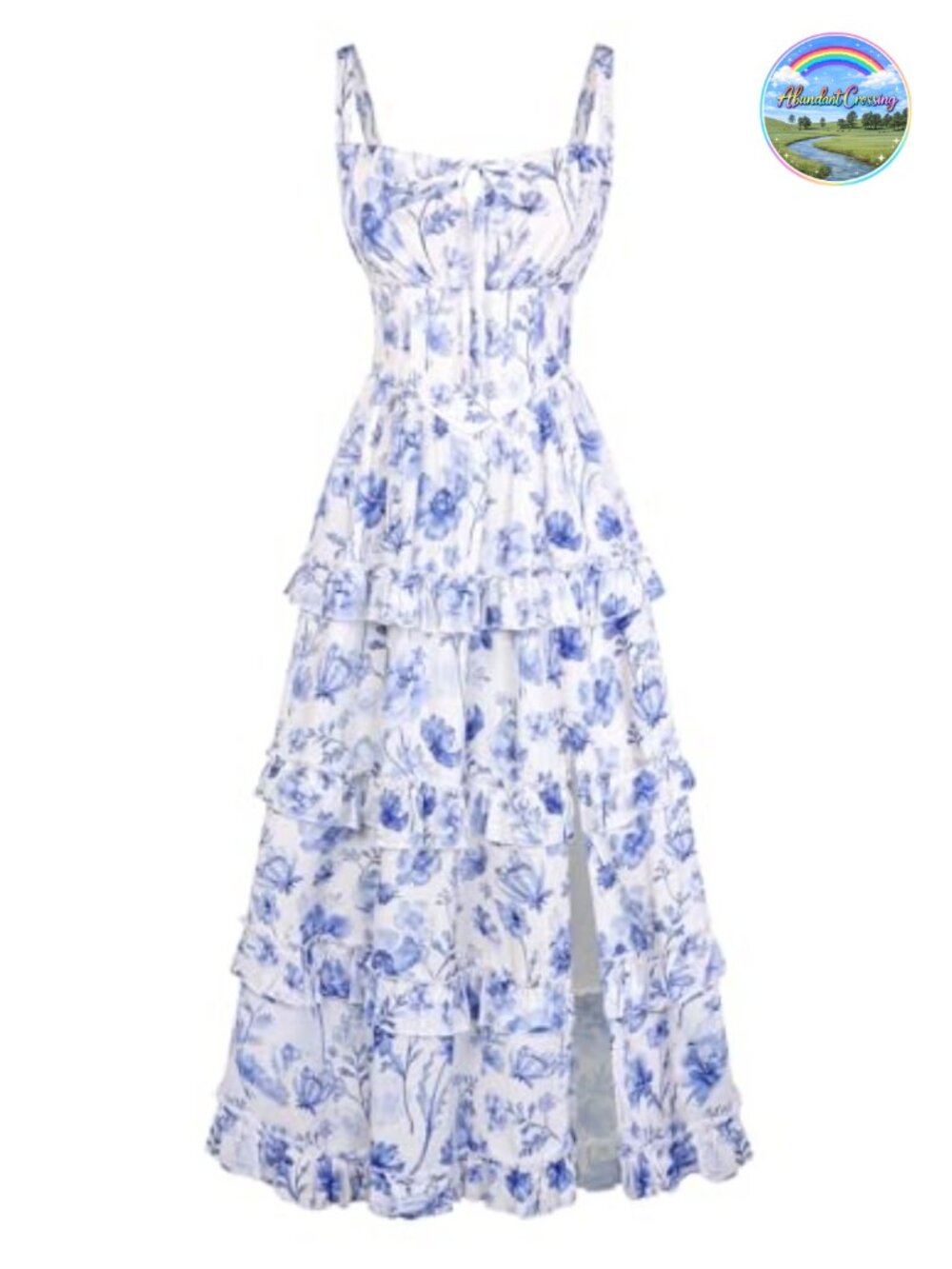 Cottagecore Floral Corset Milkmaid Sundress with Pockets